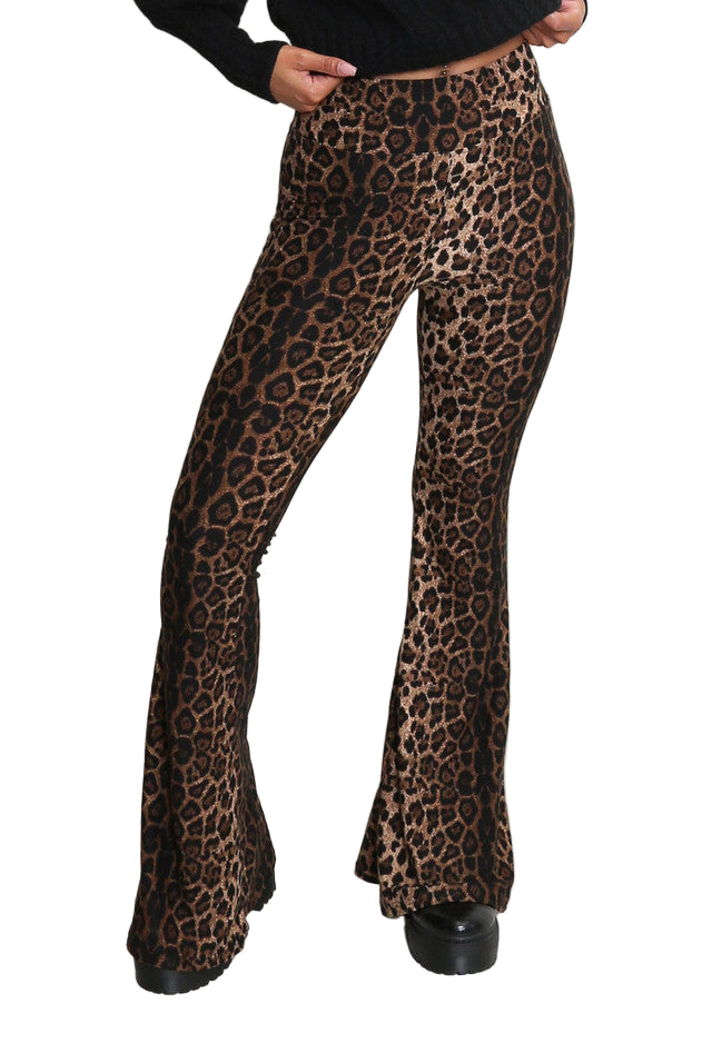 Leopard Print Flared Leggings