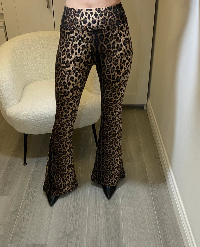 Leopard Print Flared Leggings