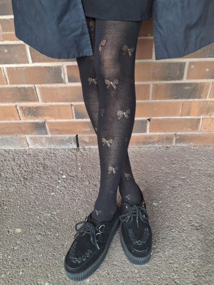 Bow Opaque Patterned Tights AYW7